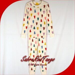 NWT Hanna Andersson Organic Long Johns Pajamas Holiday Festive Forest 120 6 7